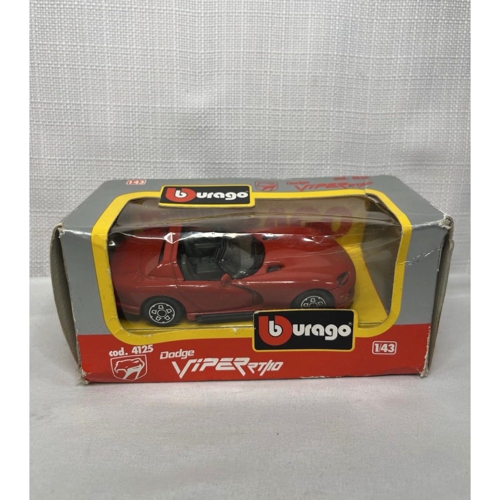 Bburago Dodge Viper RT/10 Red Die-Cast Metal 1/43 Scale Model Car Cod 4125 Italy